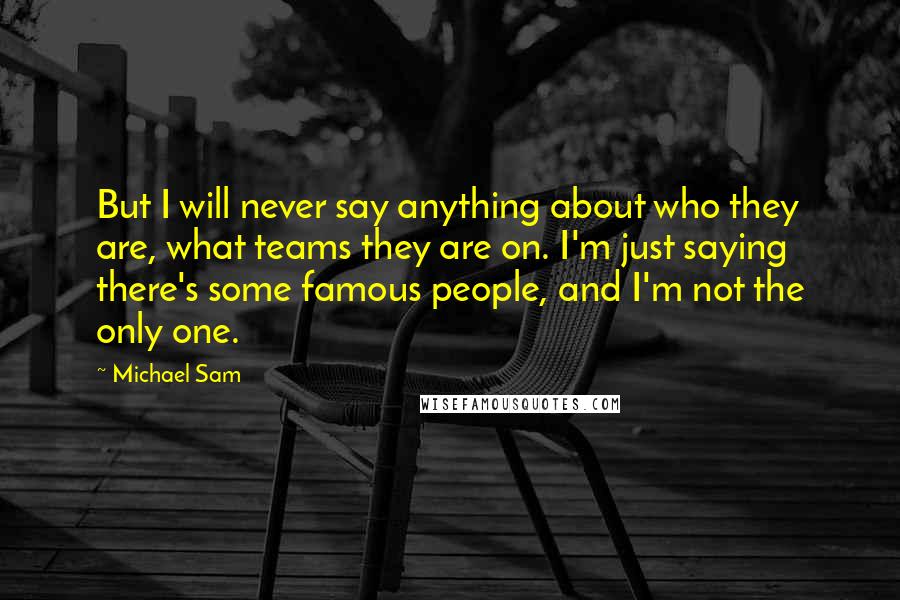 Michael Sam Quotes: But I will never say anything about who they are, what teams they are on. I'm just saying there's some famous people, and I'm not the only one.