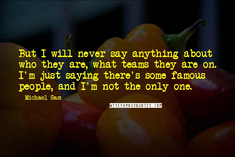 Michael Sam Quotes: But I will never say anything about who they are, what teams they are on. I'm just saying there's some famous people, and I'm not the only one.
