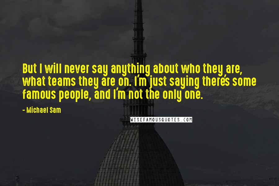 Michael Sam Quotes: But I will never say anything about who they are, what teams they are on. I'm just saying there's some famous people, and I'm not the only one.