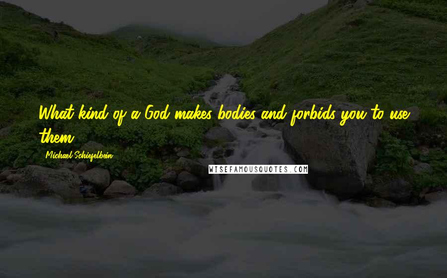 Michael Schiefelbein Quotes: What kind of a God makes bodies and forbids you to use them?