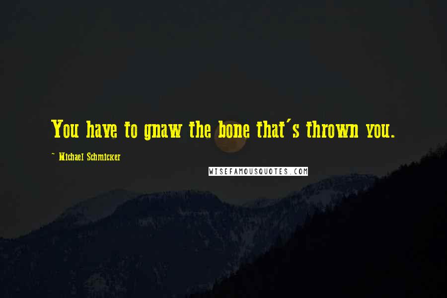 Michael Schmicker Quotes: You have to gnaw the bone that's thrown you.