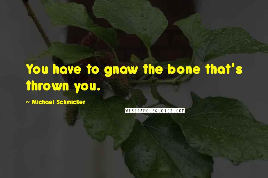 Michael Schmicker Quotes: You have to gnaw the bone that's thrown you.