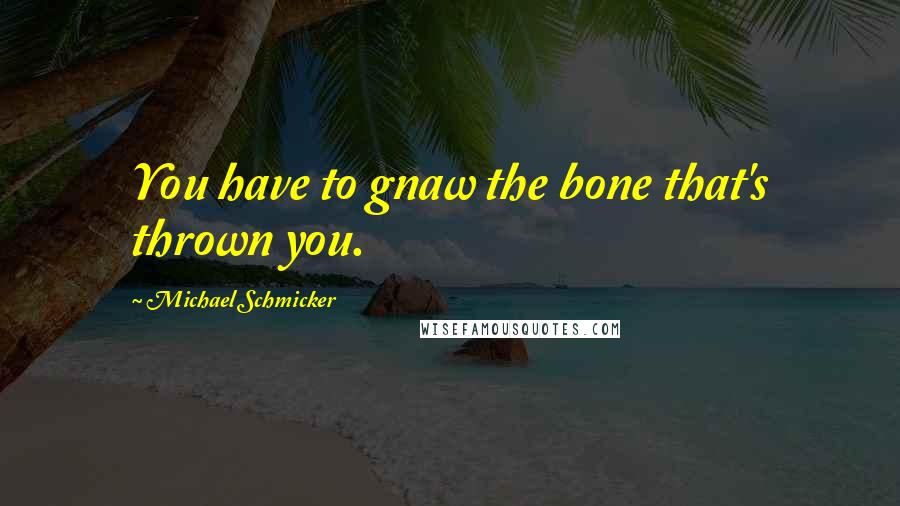 Michael Schmicker Quotes: You have to gnaw the bone that's thrown you.