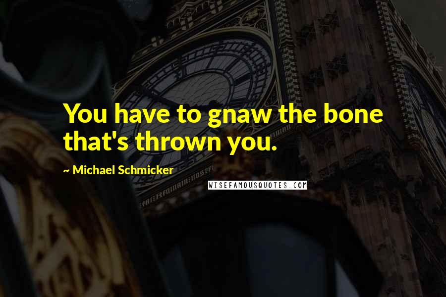 Michael Schmicker Quotes: You have to gnaw the bone that's thrown you.