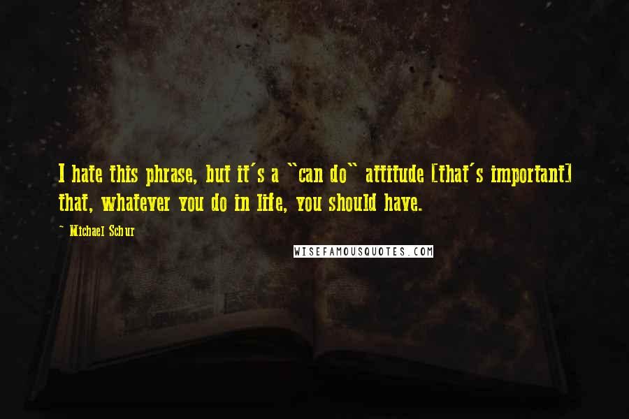 Michael Schur Quotes: I hate this phrase, but it's a "can do" attitude [that's important] that, whatever you do in life, you should have.