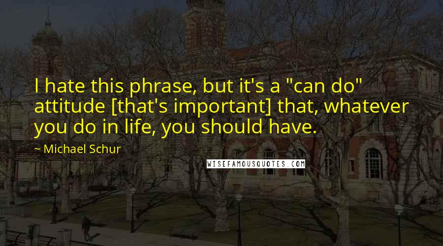 Michael Schur Quotes: I hate this phrase, but it's a "can do" attitude [that's important] that, whatever you do in life, you should have.