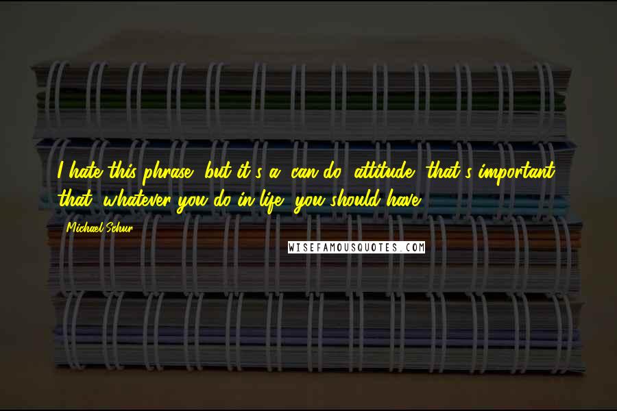 Michael Schur Quotes: I hate this phrase, but it's a "can do" attitude [that's important] that, whatever you do in life, you should have.
