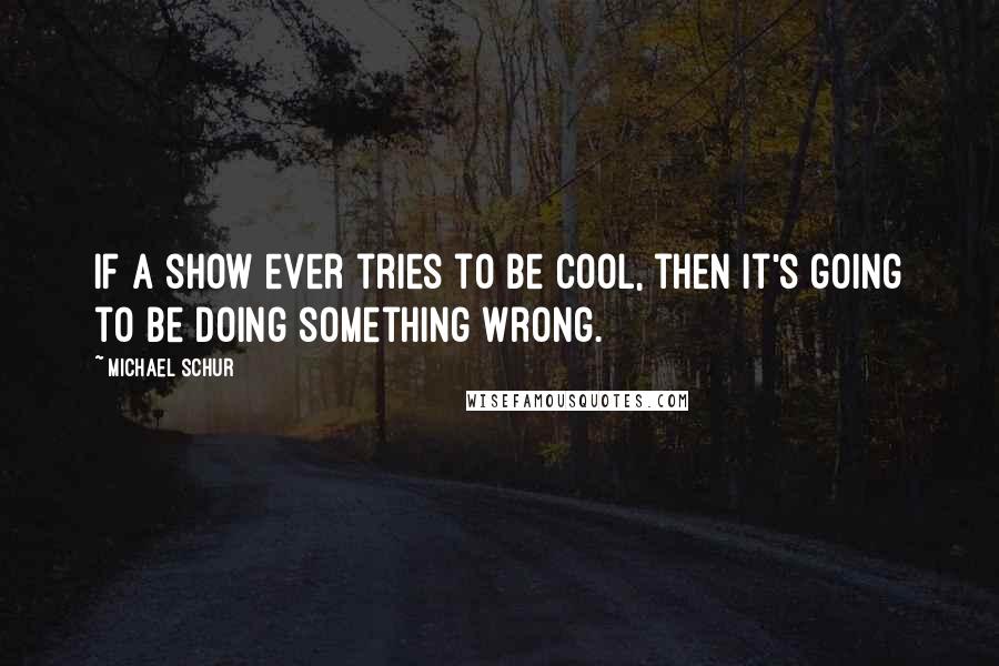 Michael Schur Quotes: If a show ever tries to be cool, then it's going to be doing something wrong.