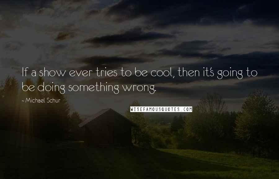 Michael Schur Quotes: If a show ever tries to be cool, then it's going to be doing something wrong.