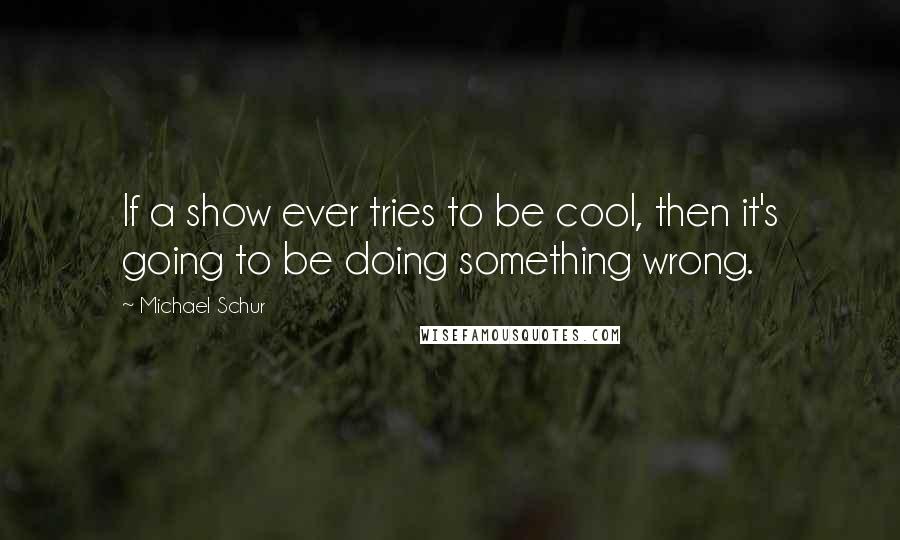 Michael Schur Quotes: If a show ever tries to be cool, then it's going to be doing something wrong.