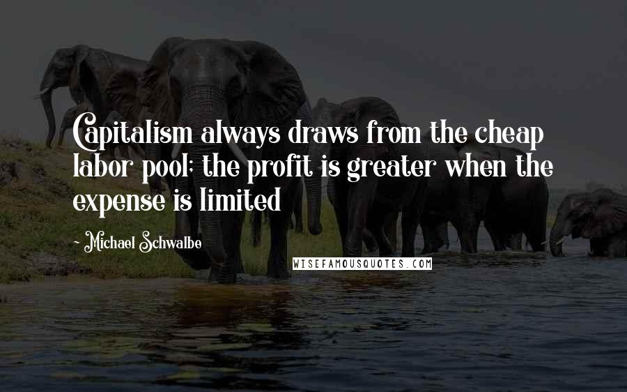 Michael Schwalbe Quotes: Capitalism always draws from the cheap labor pool; the profit is greater when the expense is limited