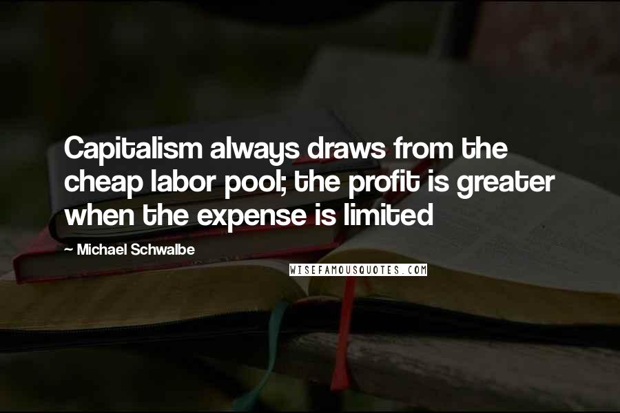 Michael Schwalbe Quotes: Capitalism always draws from the cheap labor pool; the profit is greater when the expense is limited