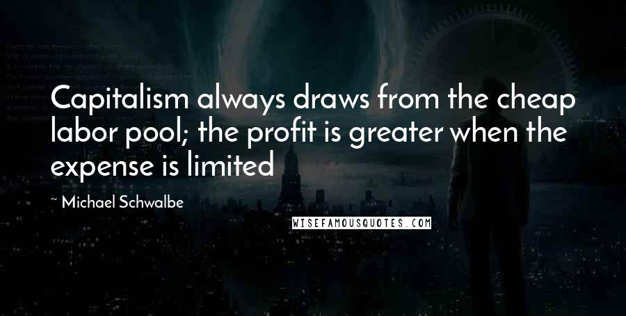 Michael Schwalbe Quotes: Capitalism always draws from the cheap labor pool; the profit is greater when the expense is limited