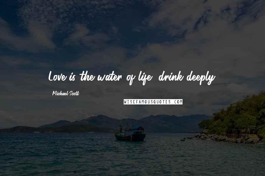 Michael Scott Quotes: Love is the water of life, drink deeply.