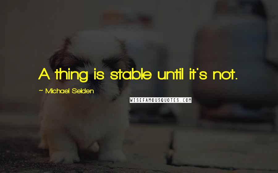 Michael Selden Quotes: A thing is stable until it's not.