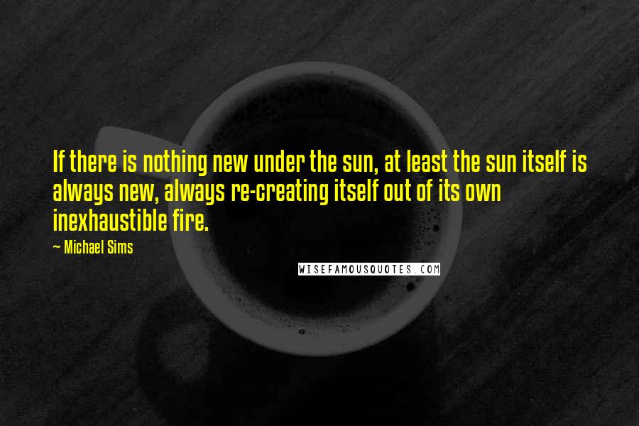 Michael Sims Quotes: If there is nothing new under the sun, at least the sun itself is always new, always re-creating itself out of its own inexhaustible fire.