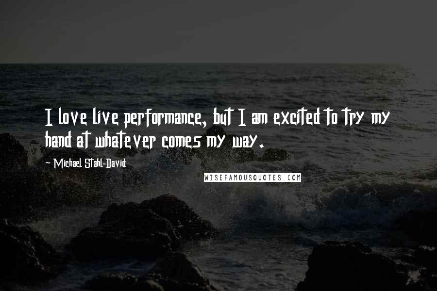 Michael Stahl-David Quotes: I love live performance, but I am excited to try my hand at whatever comes my way.