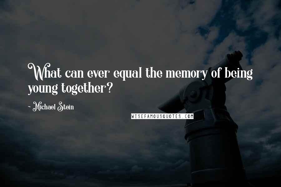 Michael Stein Quotes: What can ever equal the memory of being young together?