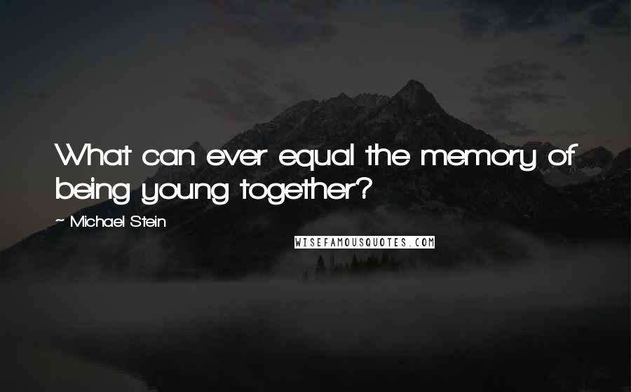 Michael Stein Quotes: What can ever equal the memory of being young together?