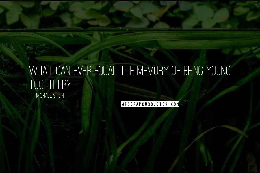 Michael Stein Quotes: What can ever equal the memory of being young together?