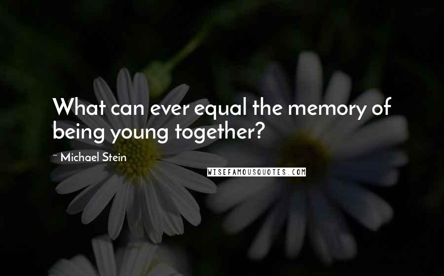 Michael Stein Quotes: What can ever equal the memory of being young together?