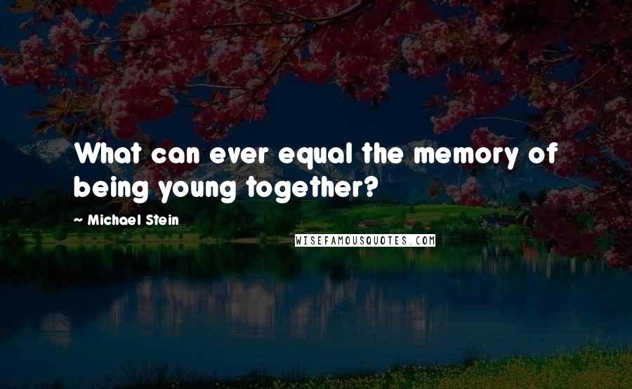 Michael Stein Quotes: What can ever equal the memory of being young together?