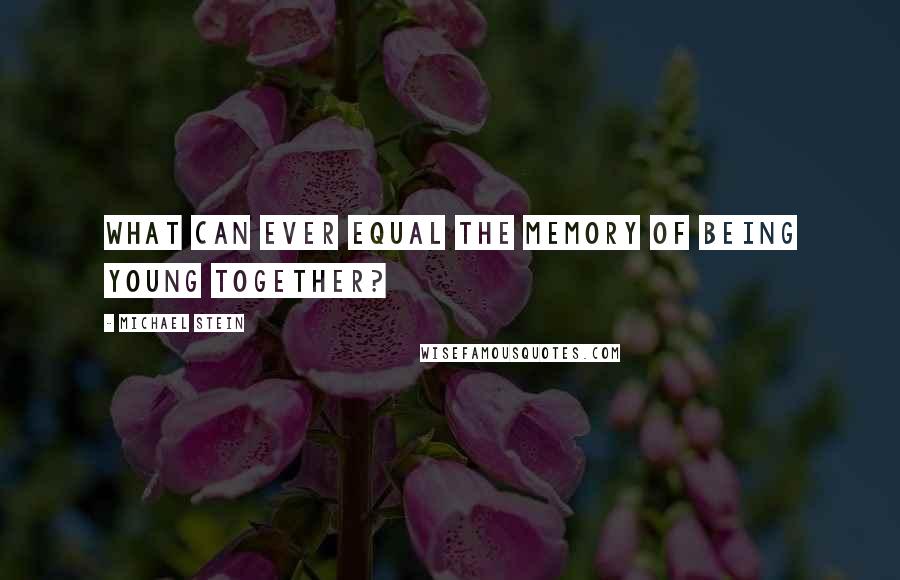 Michael Stein Quotes: What can ever equal the memory of being young together?