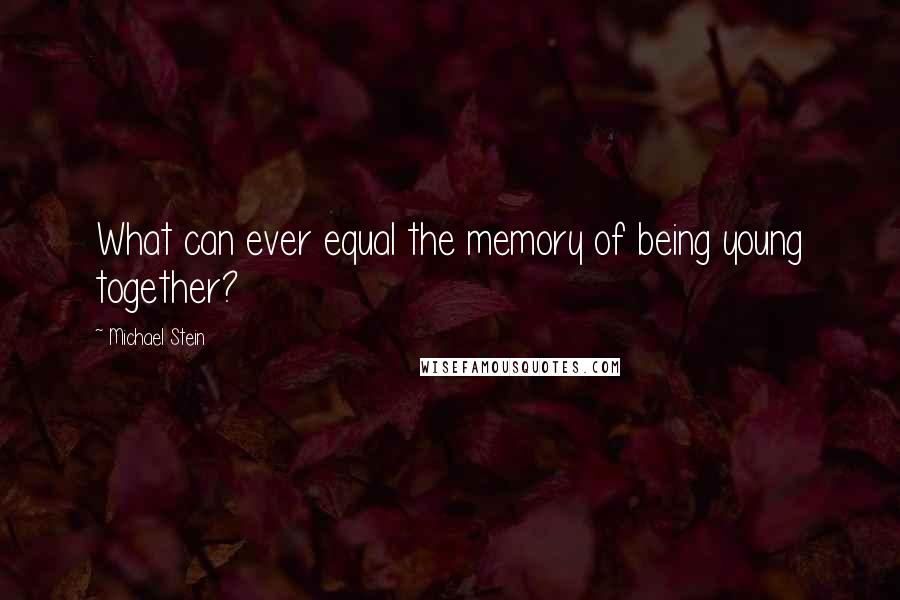 Michael Stein Quotes: What can ever equal the memory of being young together?