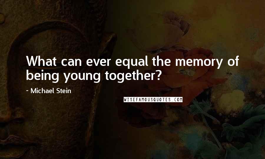 Michael Stein Quotes: What can ever equal the memory of being young together?