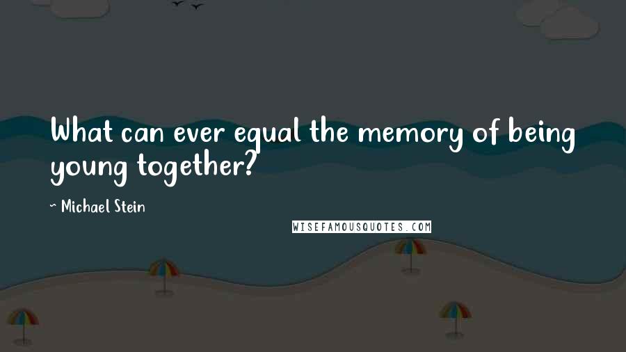 Michael Stein Quotes: What can ever equal the memory of being young together?