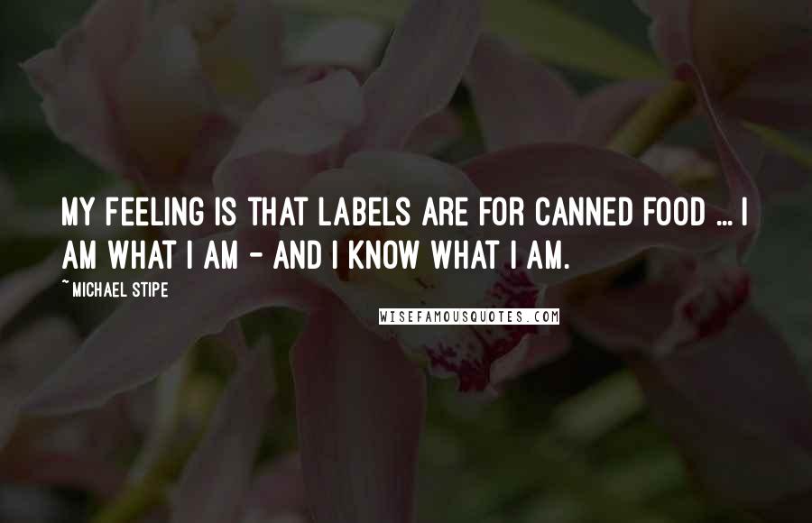 Michael Stipe Quotes: My feeling is that labels are for canned food ... I am what I am - and I know what I am.