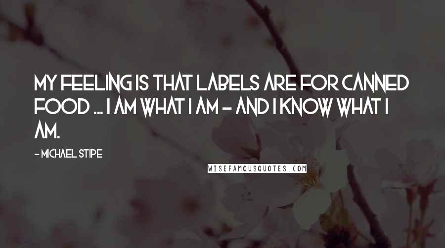 Michael Stipe Quotes: My feeling is that labels are for canned food ... I am what I am - and I know what I am.
