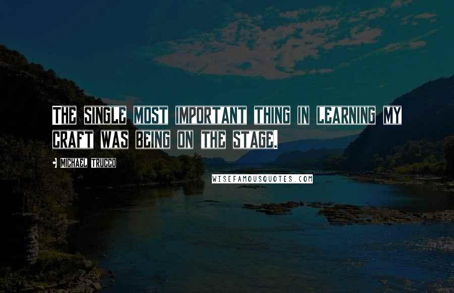 Michael Trucco Quotes: The single most important thing in learning my craft was being on the stage.