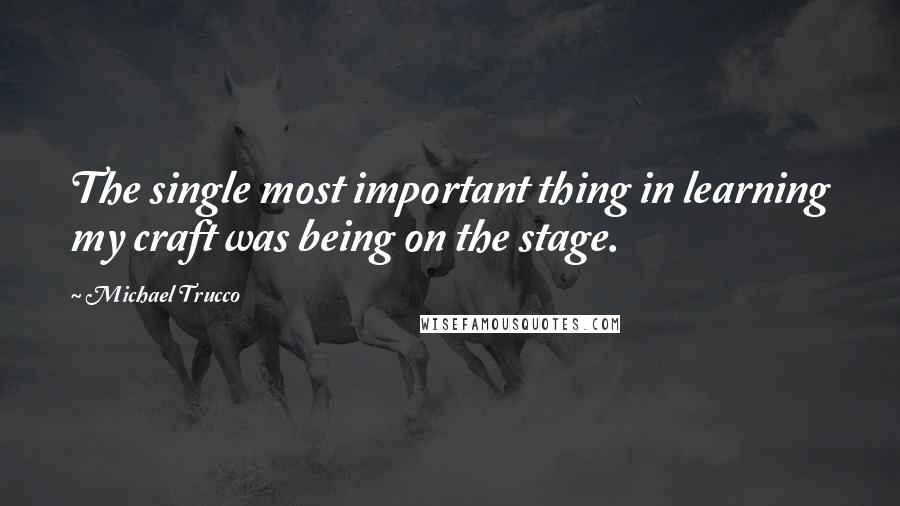 Michael Trucco Quotes: The single most important thing in learning my craft was being on the stage.