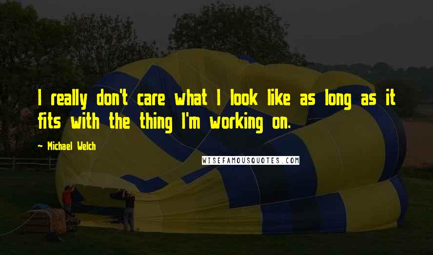 Michael Welch Quotes: I really don't care what I look like as long as it fits with the thing I'm working on.