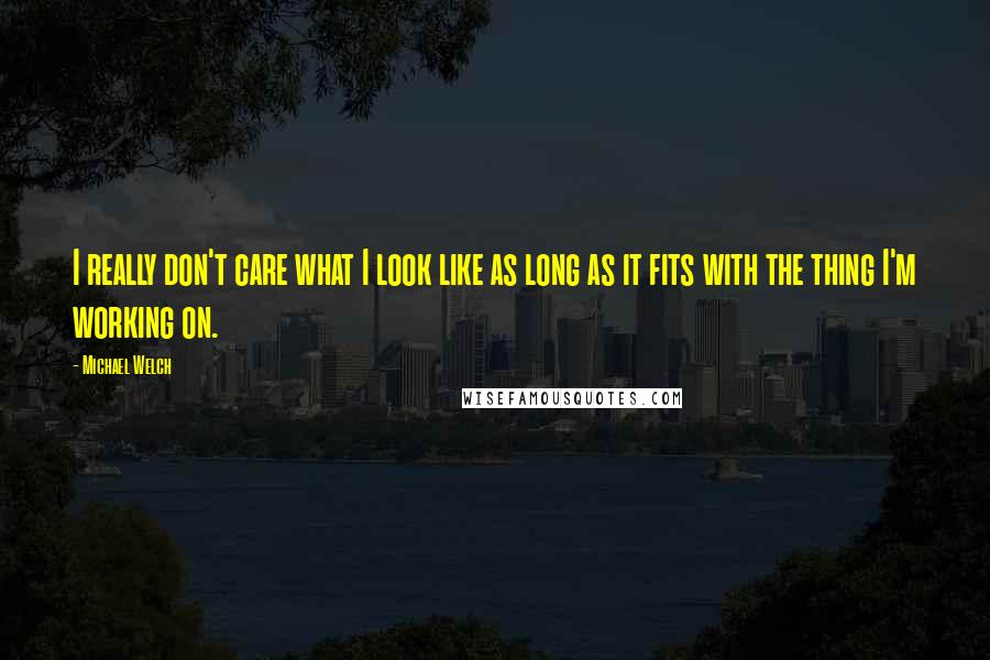 Michael Welch Quotes: I really don't care what I look like as long as it fits with the thing I'm working on.