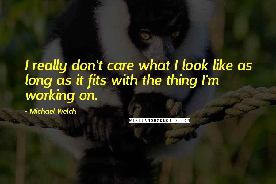 Michael Welch Quotes: I really don't care what I look like as long as it fits with the thing I'm working on.