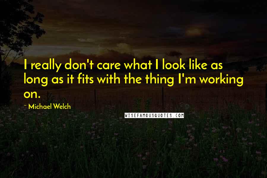 Michael Welch Quotes: I really don't care what I look like as long as it fits with the thing I'm working on.