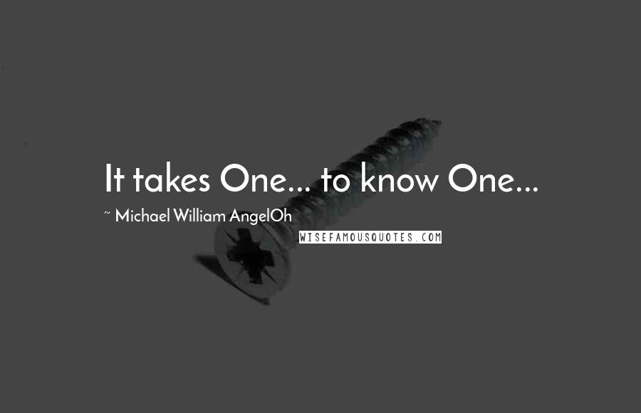 Michael William AngelOh Quotes: It takes One... to know One...