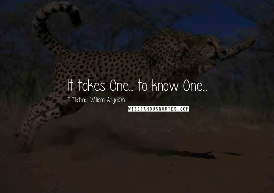 Michael William AngelOh Quotes: It takes One... to know One...