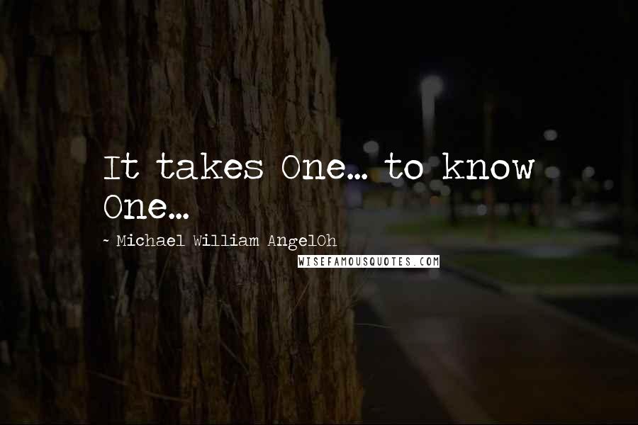 Michael William AngelOh Quotes: It takes One... to know One...