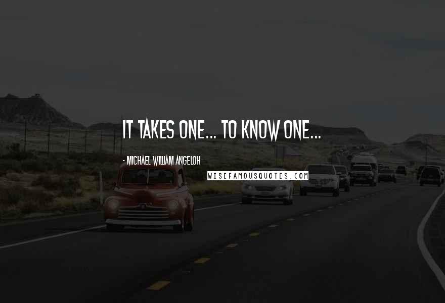 Michael William AngelOh Quotes: It takes One... to know One...