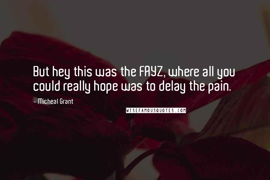 Micheal Grant Quotes: But hey this was the FAYZ, where all you could really hope was to delay the pain.