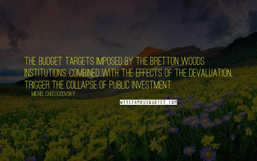 Michel Chossudovsky Quotes: The budget targets imposed by the Bretton Woods institutions, combined with the effects of the devaluation, trigger the collapse of public investment.