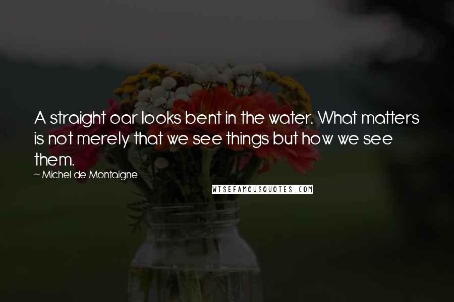 Michel De Montaigne Quotes: A straight oar looks bent in the water. What matters is not merely that we see things but how we see them.