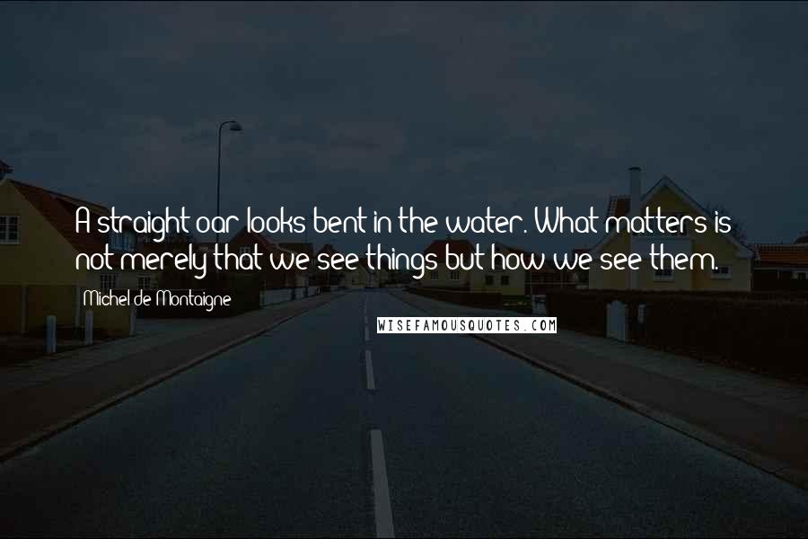 Michel De Montaigne Quotes: A straight oar looks bent in the water. What matters is not merely that we see things but how we see them.