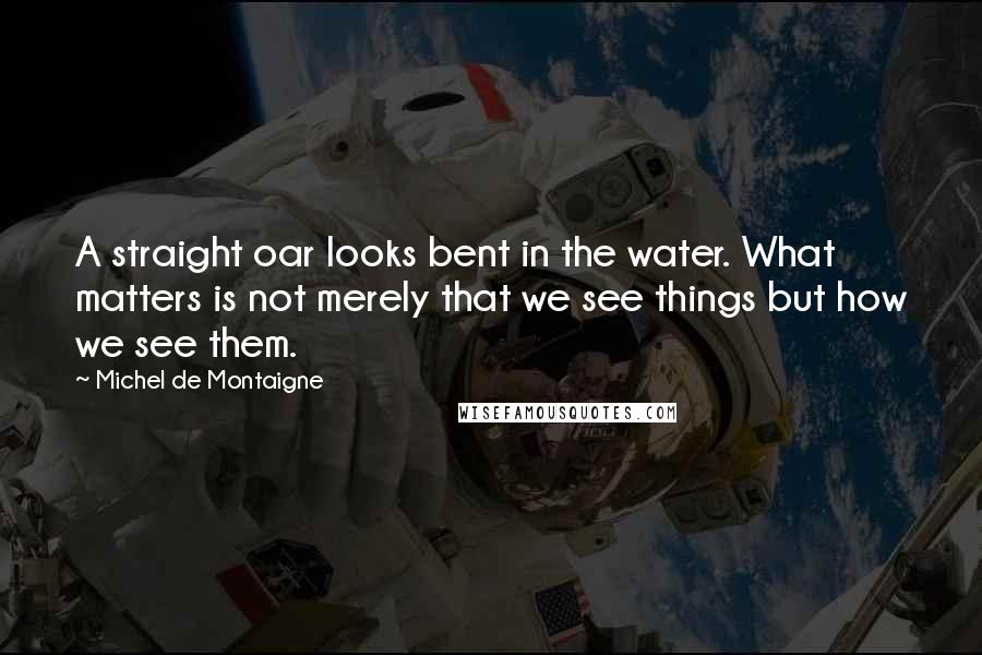 Michel De Montaigne Quotes: A straight oar looks bent in the water. What matters is not merely that we see things but how we see them.