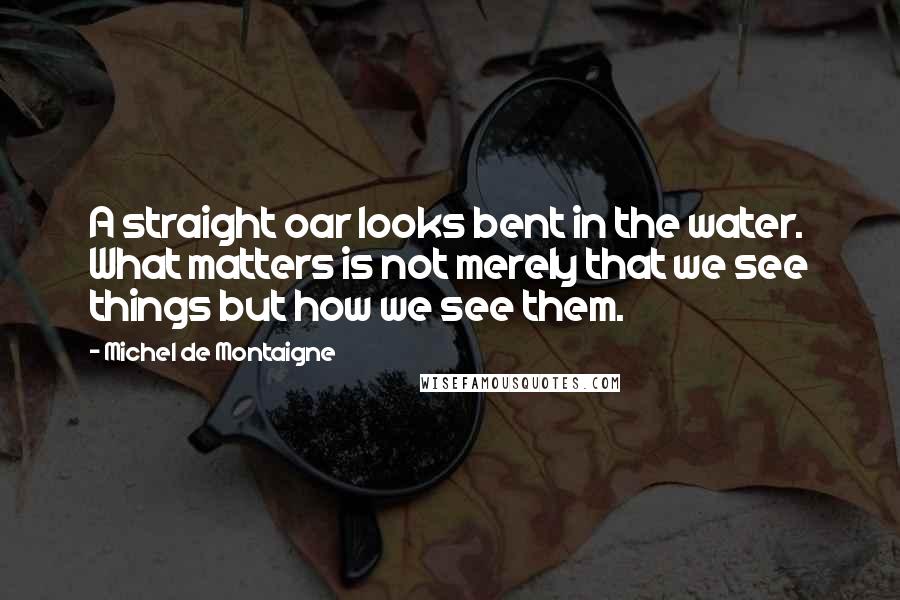 Michel De Montaigne Quotes: A straight oar looks bent in the water. What matters is not merely that we see things but how we see them.
