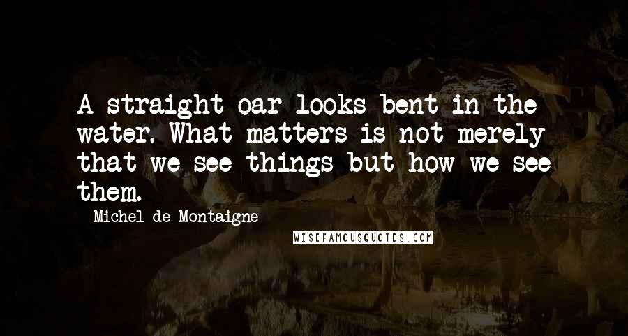 Michel De Montaigne Quotes: A straight oar looks bent in the water. What matters is not merely that we see things but how we see them.