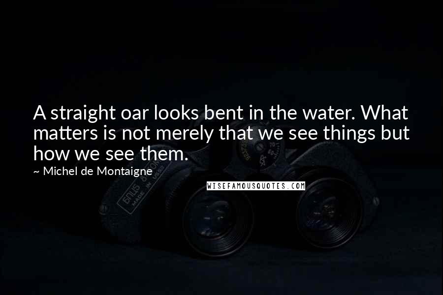 Michel De Montaigne Quotes: A straight oar looks bent in the water. What matters is not merely that we see things but how we see them.